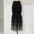 Women Tulle Skirt Irregular High Elastic Waist Sexy Dinner Party Saias Maxi Long Skirt Femme Floor-Length Mesh Tutu Faldas Jupe